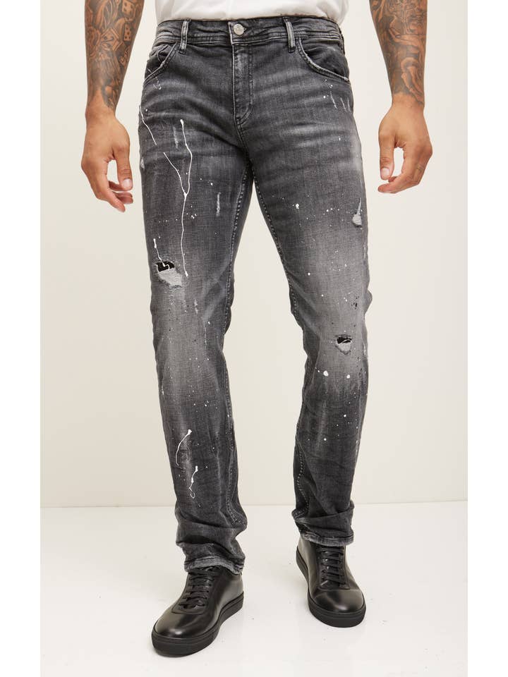 SCHWARZ Drip Denim Jeans für Herren - Schwarz für den Großhandel auf Faire
