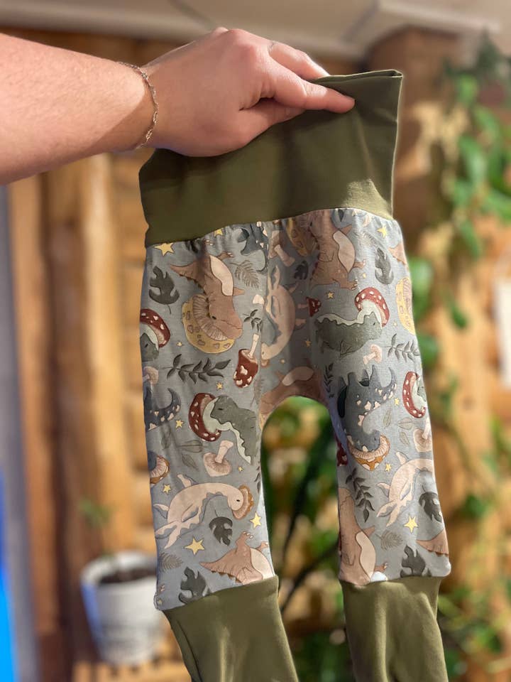 Grow with me Jogger Dinosaur Mushrooms Toddler Child Pants for wholesale by Radiant Wear