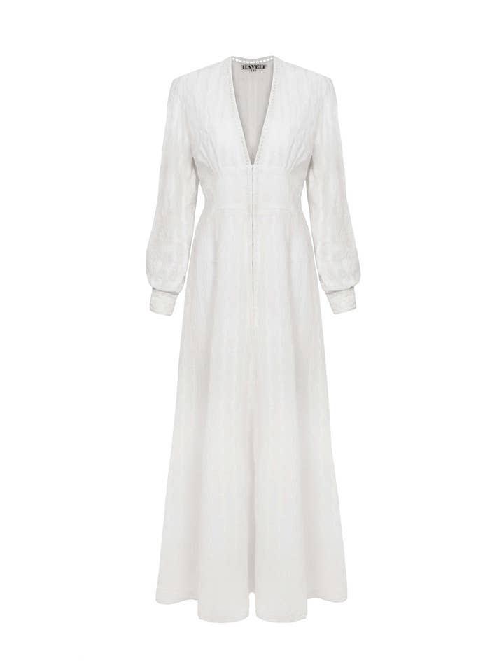 White Anya Embroidered Maxi Dress for wholesale on Faire