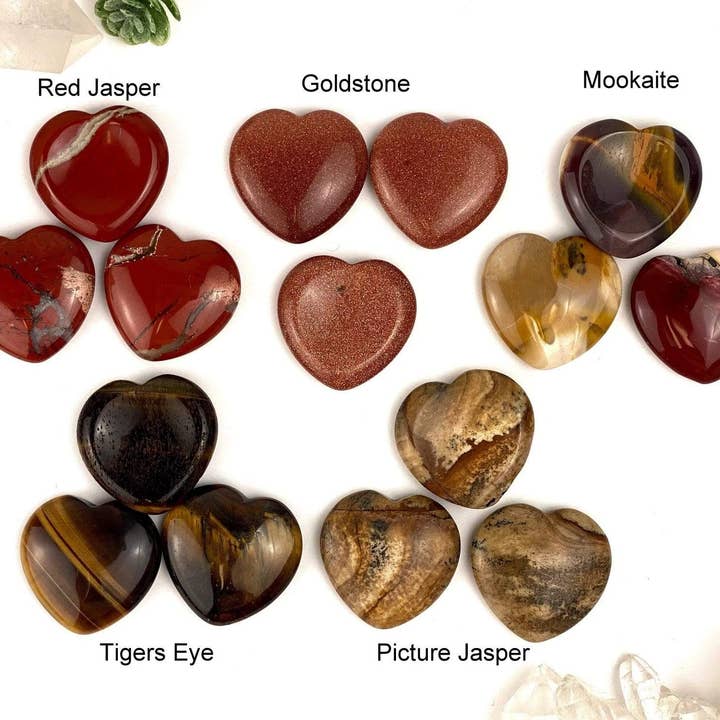 Rock Paradise - Wholesale Spiritual Stone/Crystal - Crystal Gemstone Heart Shaped Thumb Worry Stone - Valentine6