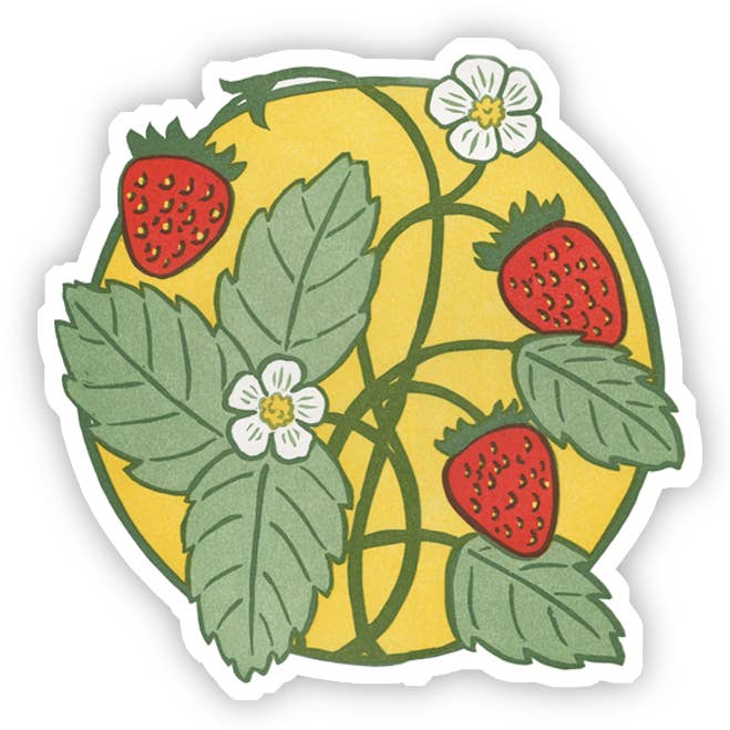 Autocollant en vinyle Summertime Strawberry pour la vente par Coxswain Press