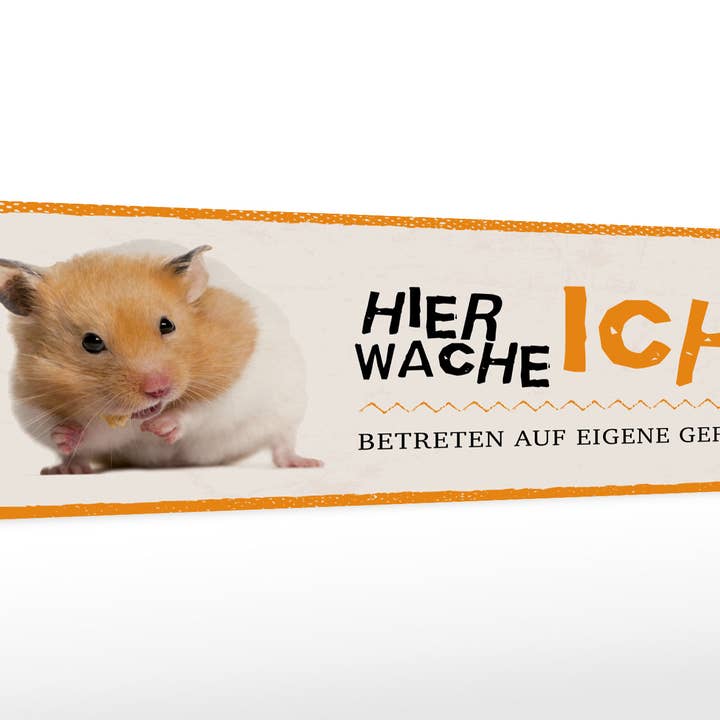 Panneau en bois avec inscription 46x10 cm Ici je garde Hamster Panneau pour la vente par Femer