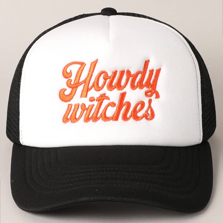 Fashion City - Wholesale Trucker Hat - Women's - Howdy Witches Embroidered Mesh Back Trucker Hat 1