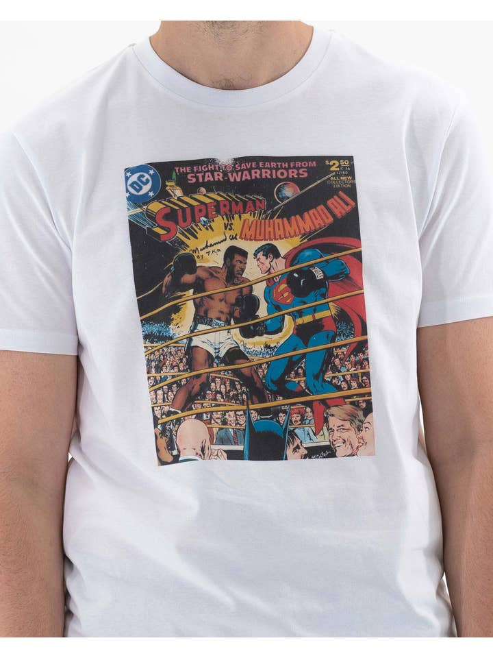 Grafitee – wholesale T-shirts med screentryck – Unisex – Superman vs Ali Tee - Vintage Popkultur T-shirt3