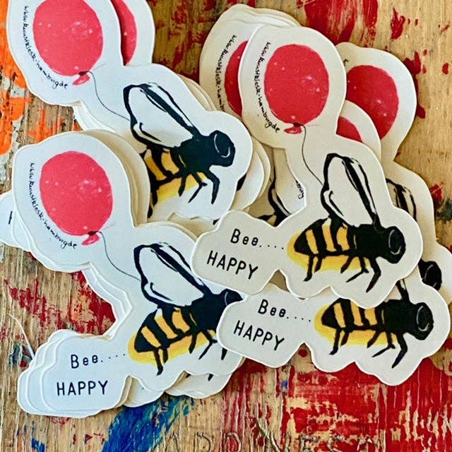 kuki - Wholesale Sticker - "Bee Happy" Bee. Cookie Sticker. Set of 102