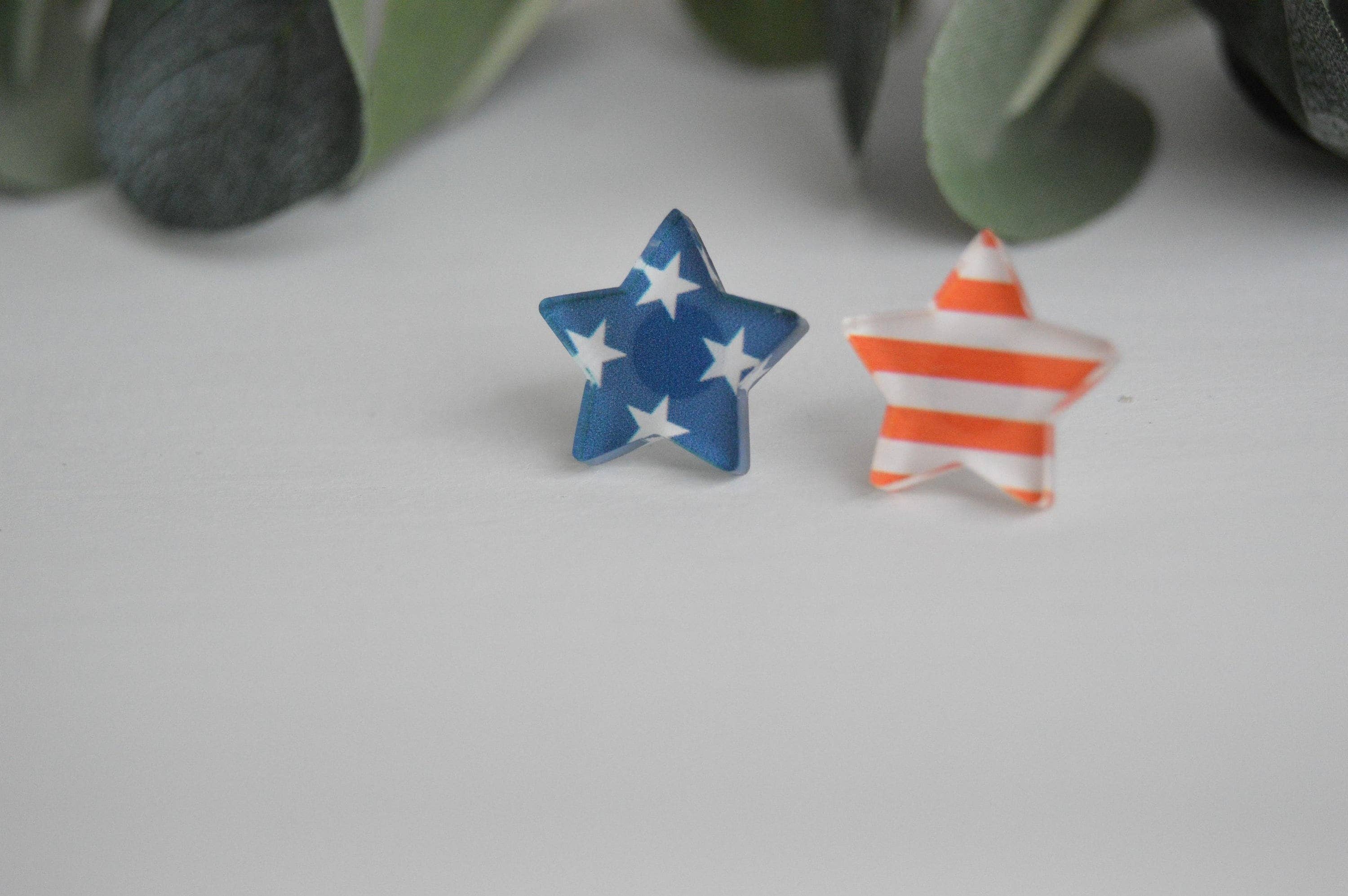 The Adorned Fox - Wholesale Stud/Post Earrings - Patriotic Stars And Stripes Stud Earrings3