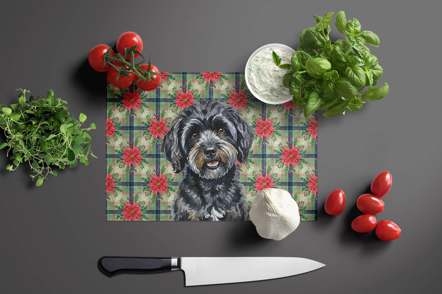 Caroline's Treasures - Wholesale Cutting Board - Black Havanese Christmas PoinsettIas Cutting Board WDK86671