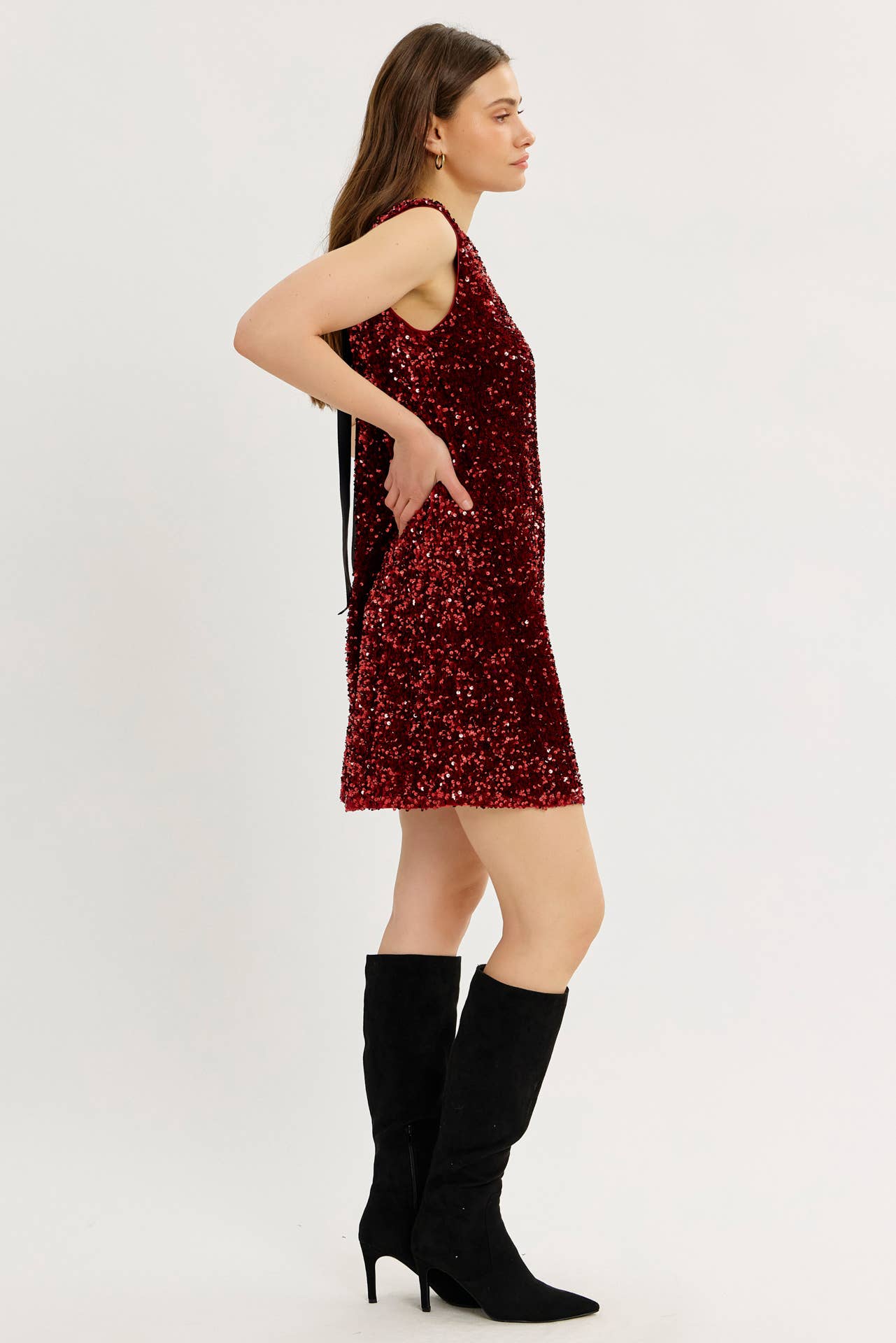 idem ditto - Vente Robe – femme - ROBE EN VELOURS À PAILLETTES MAGIQUES DE FÊTE AVEC RUBAN CONTRASTÉ AU DOS11