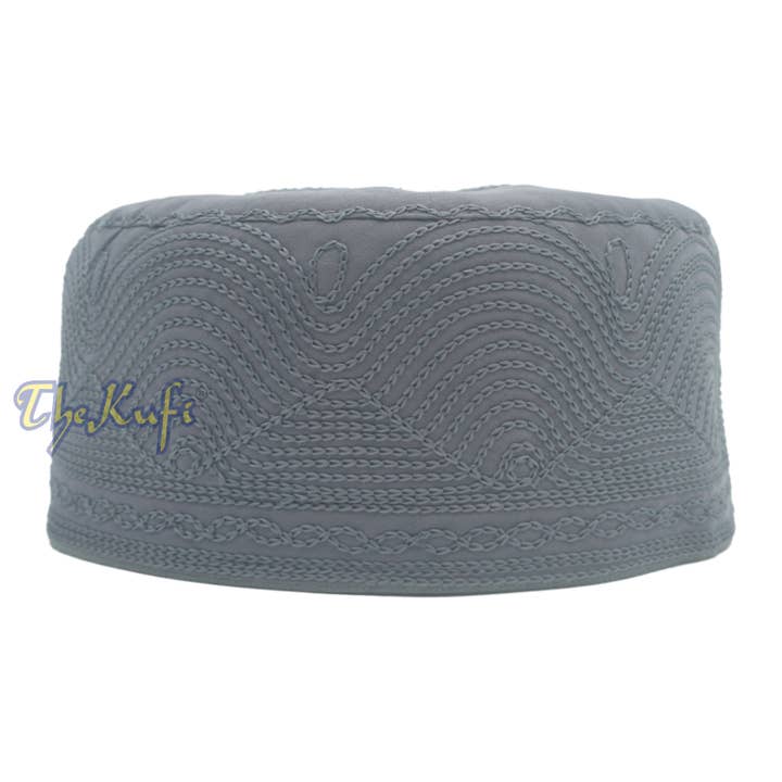 Dark Grey Madinah Kufi - Mix Fabric Embroidered Islamic Cap for wholesale by IndoMode