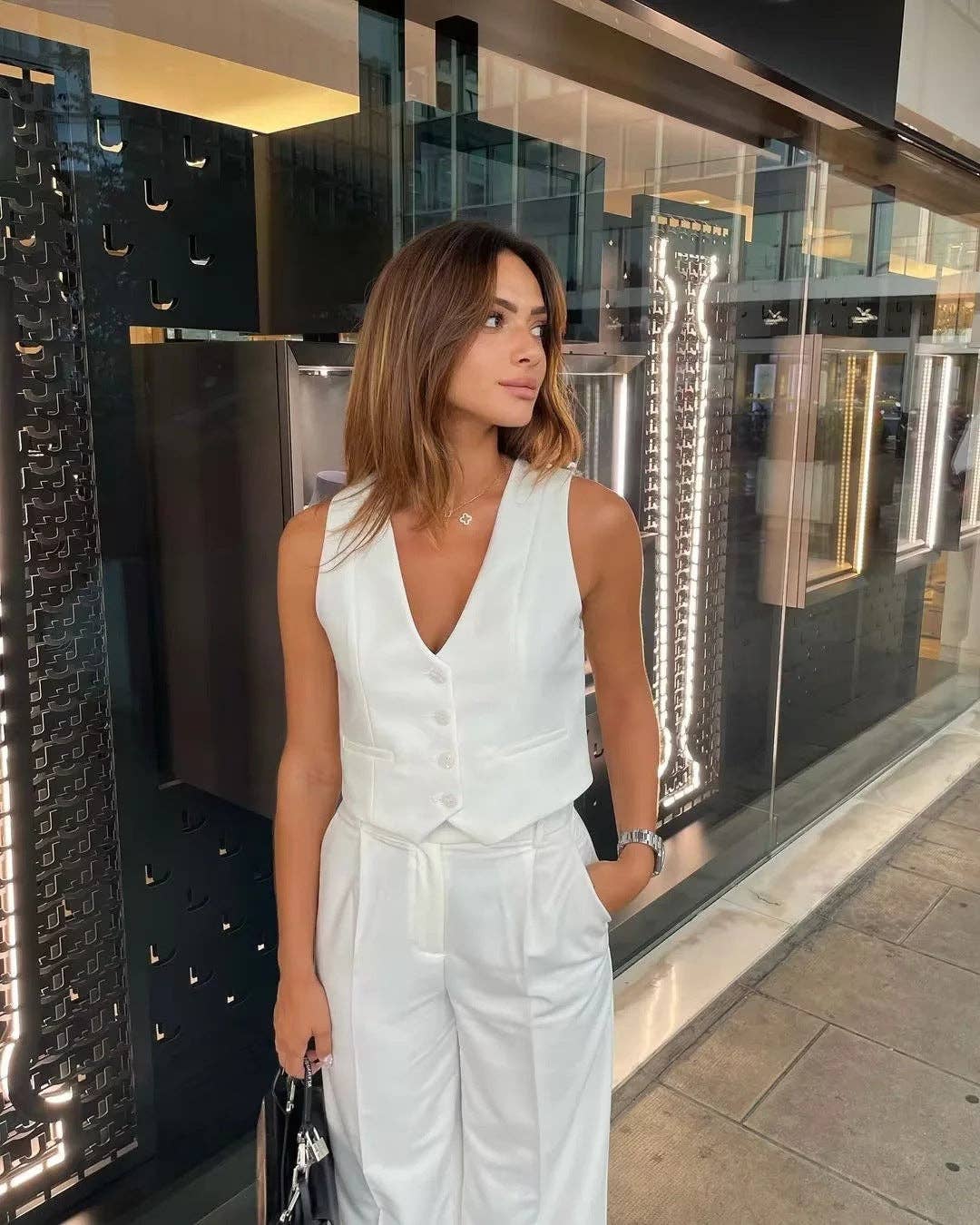 Sweetkama - Wholesale Suit Vest - Women's - Ladies Solid Color Sleeveless V-Neck Vest A1953110