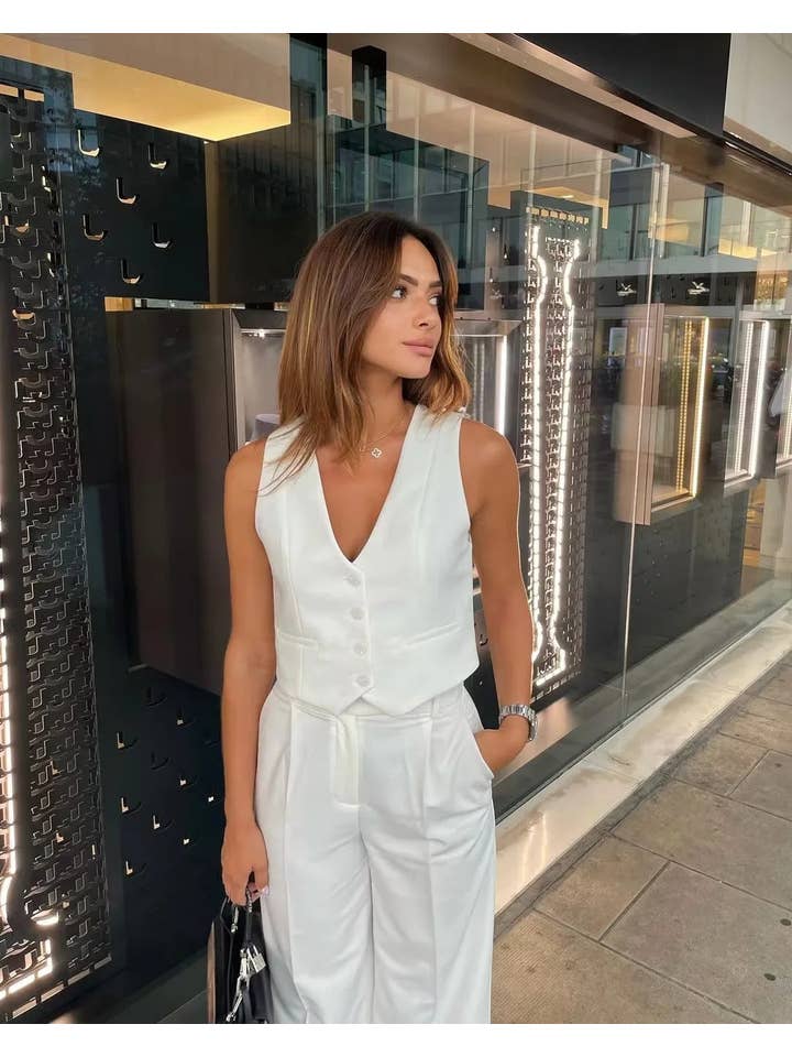 Sweetkama - Wholesale Suit Vest - Women's - Ladies Solid Color Sleeveless V-Neck Vest A1953110