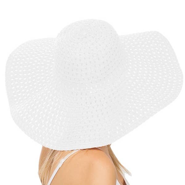 Cap Zone - Wholesale Straw Hat - Women's - Petite Open Weave Light-Weight Floppy Brim Sun Hat
