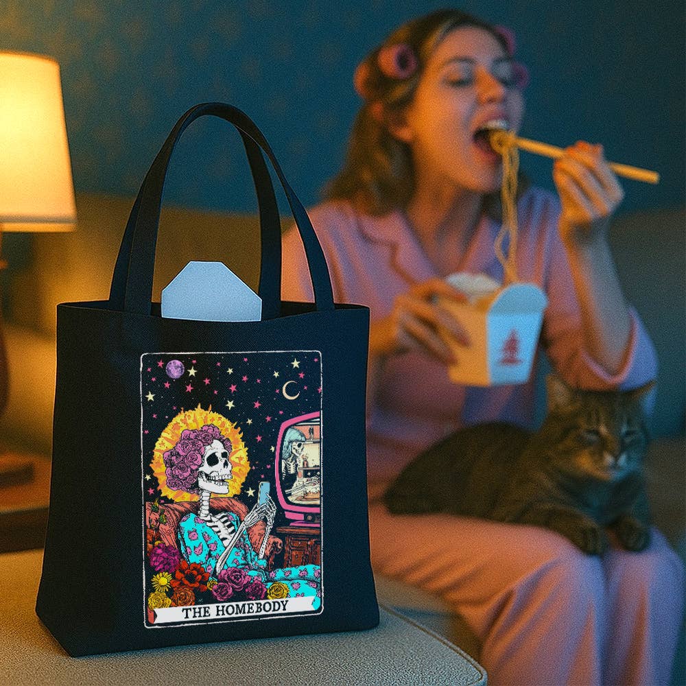 Loftipop - Vente Tote bag – femme - Le sac fourre-tout Homebody Tarot, cadeaux pour introvertis antisociaux2