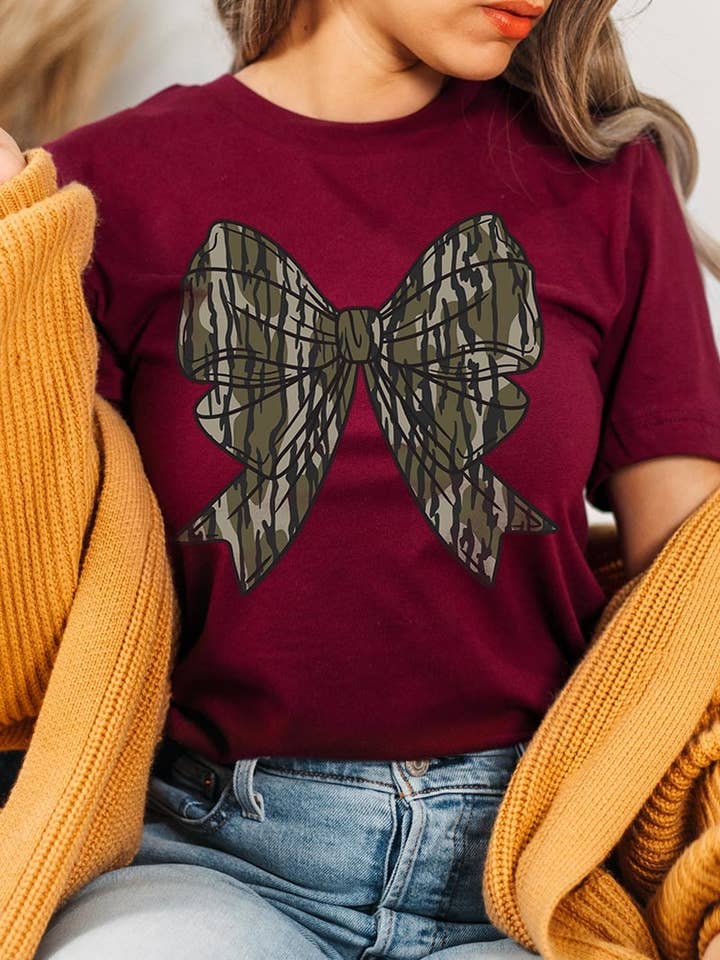 Camo Bow Graphic Tee for wholesale by COLORBEAR