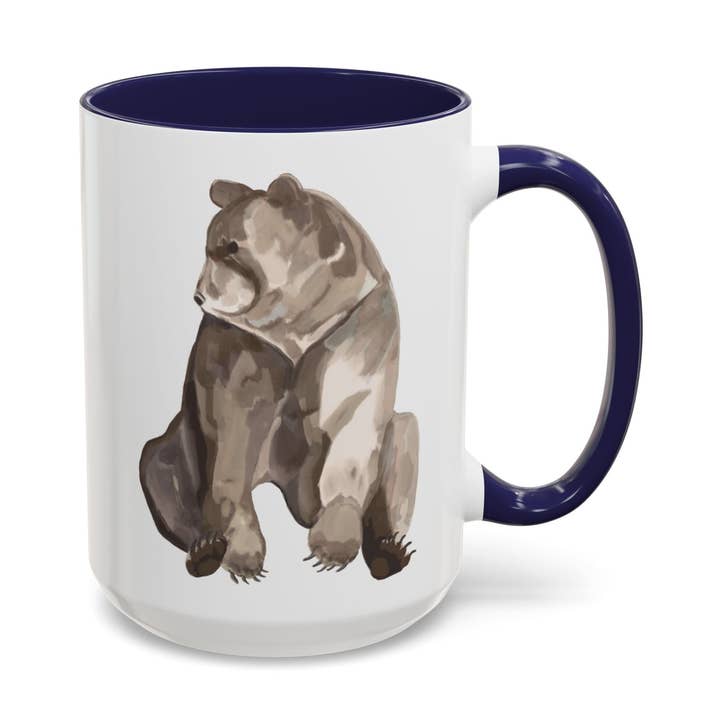 Caneca de Cerâmica Bicolor com Urso Artístico - 325ml & 443ml por atacado de Blue Cava