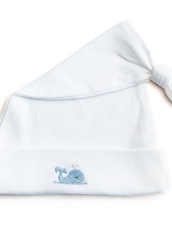 Bonnet Bébé Noué, Coton Peigné, Brodé pour la vente par Jacaranda Living