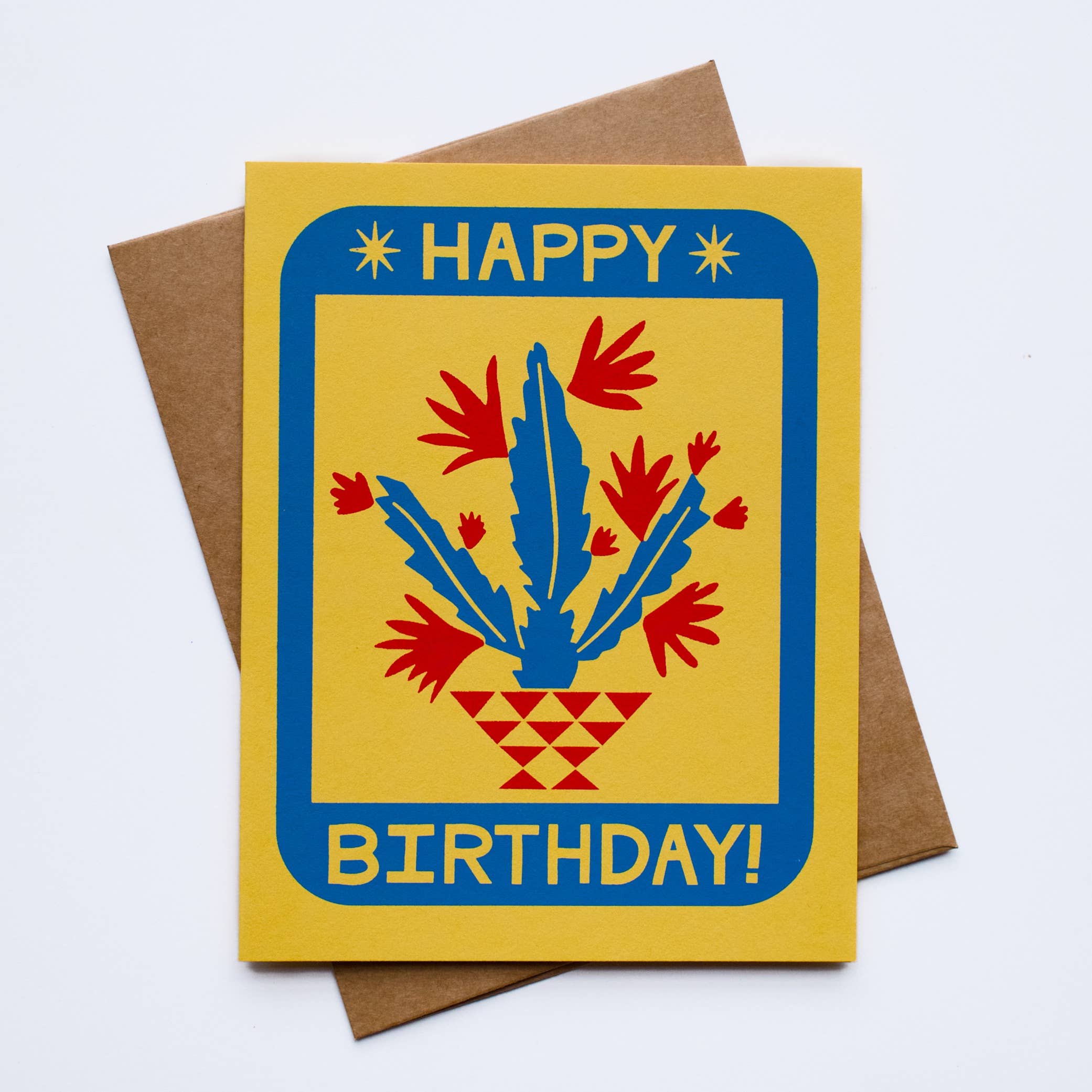 Lex MB Studio - Wholesale Birthday Card - Hand Printed Cactus Birthday Card1
