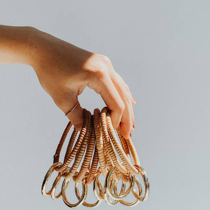 DayCrafter - Vendita all'ingrosso Bracciale portachiavi - Braccialetto portachiavi in rattan | Braccialetto da braccio Boho Keys