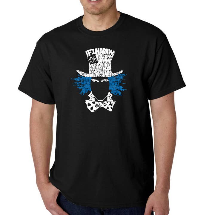 LA Pop Art - Wholesale Screen Printed T-Shirt - Men's - LA Pop Art Men's Word Art T-shirt - The Mad Hatter