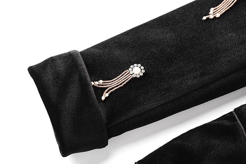 Productseeker – wholesale Kostymset – Dam – SET041 Kraftig pärlbyxa i sammet med breda ben16