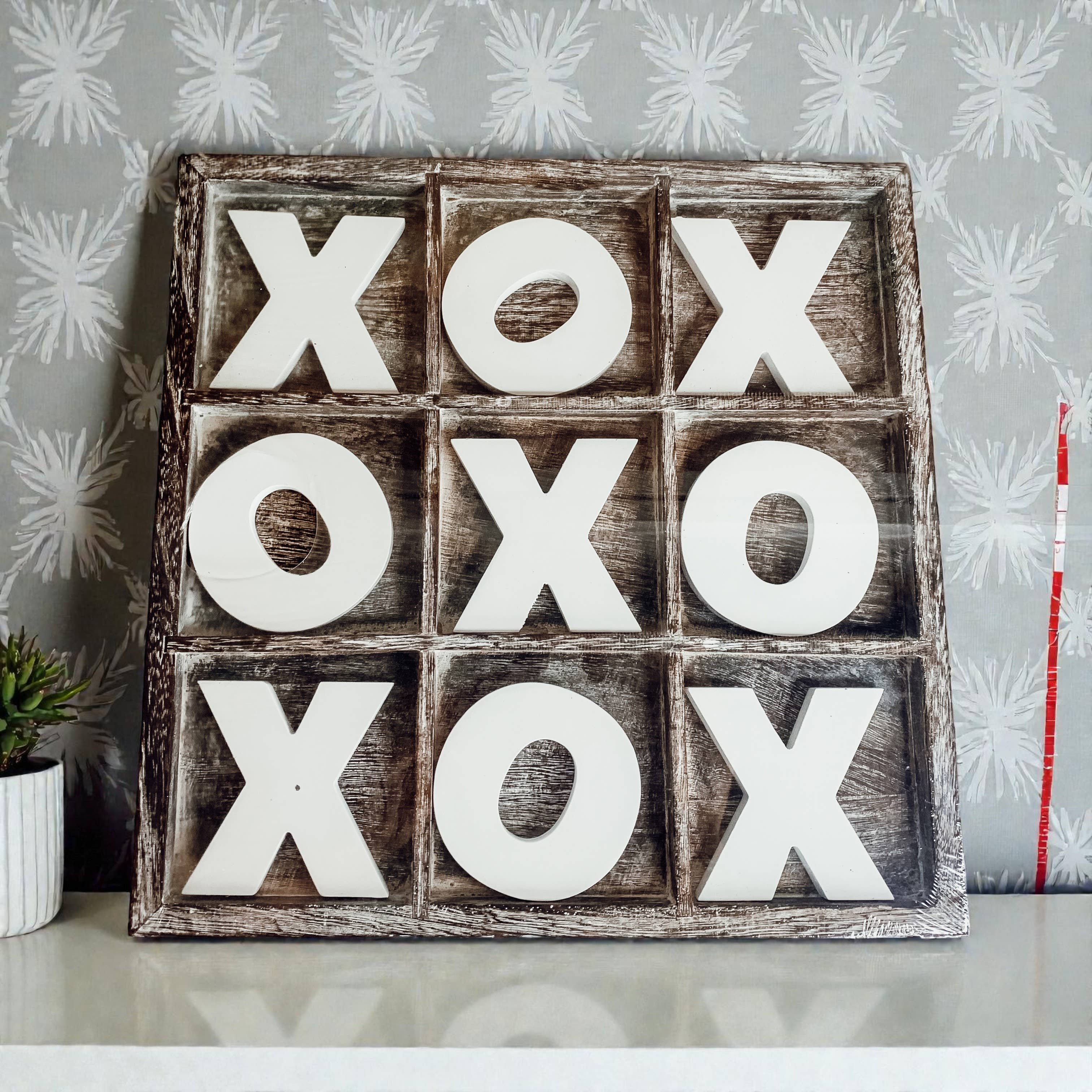 Gia Roma - Wholesale Decorative Tabletop Object - Wooden Tabletop Game + Decor, Tic Tac Toe Wood Game, Rustic24