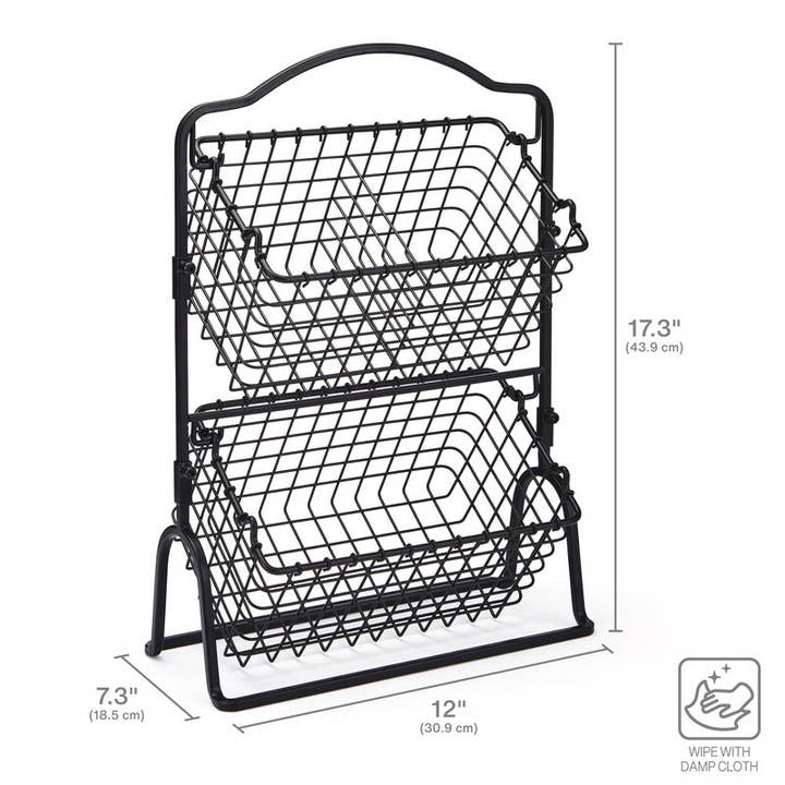 Fitz and Floyd® Mikasa® Pfaltzgraff® - Wholesale Basket - Mikasa Grmt Bscs Grid Black 2Tier Hanging Basket Open Stock3