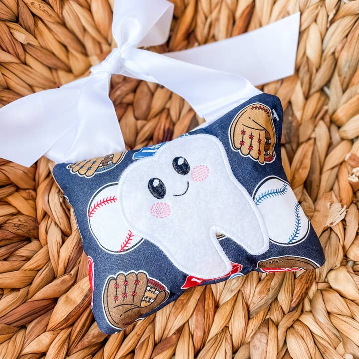 Baseball Tooth Fairy Pillow for wholesale by Tiny Owls Gift Co.