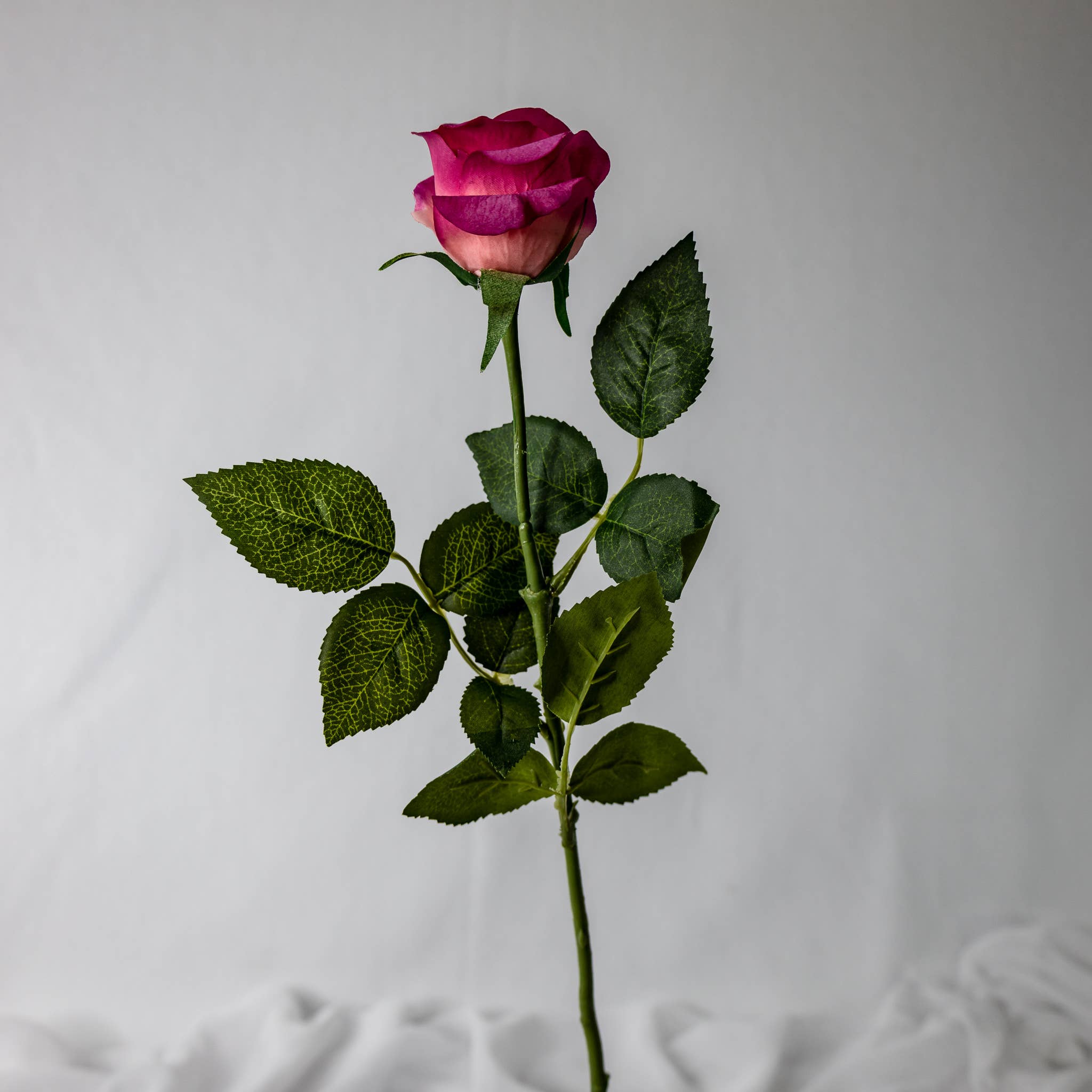 Realistic Artificial Flowers - Wholesale Artificial Flowers - Fuchsia Real Touch Half Bloom Rose - Realistic Artificial2