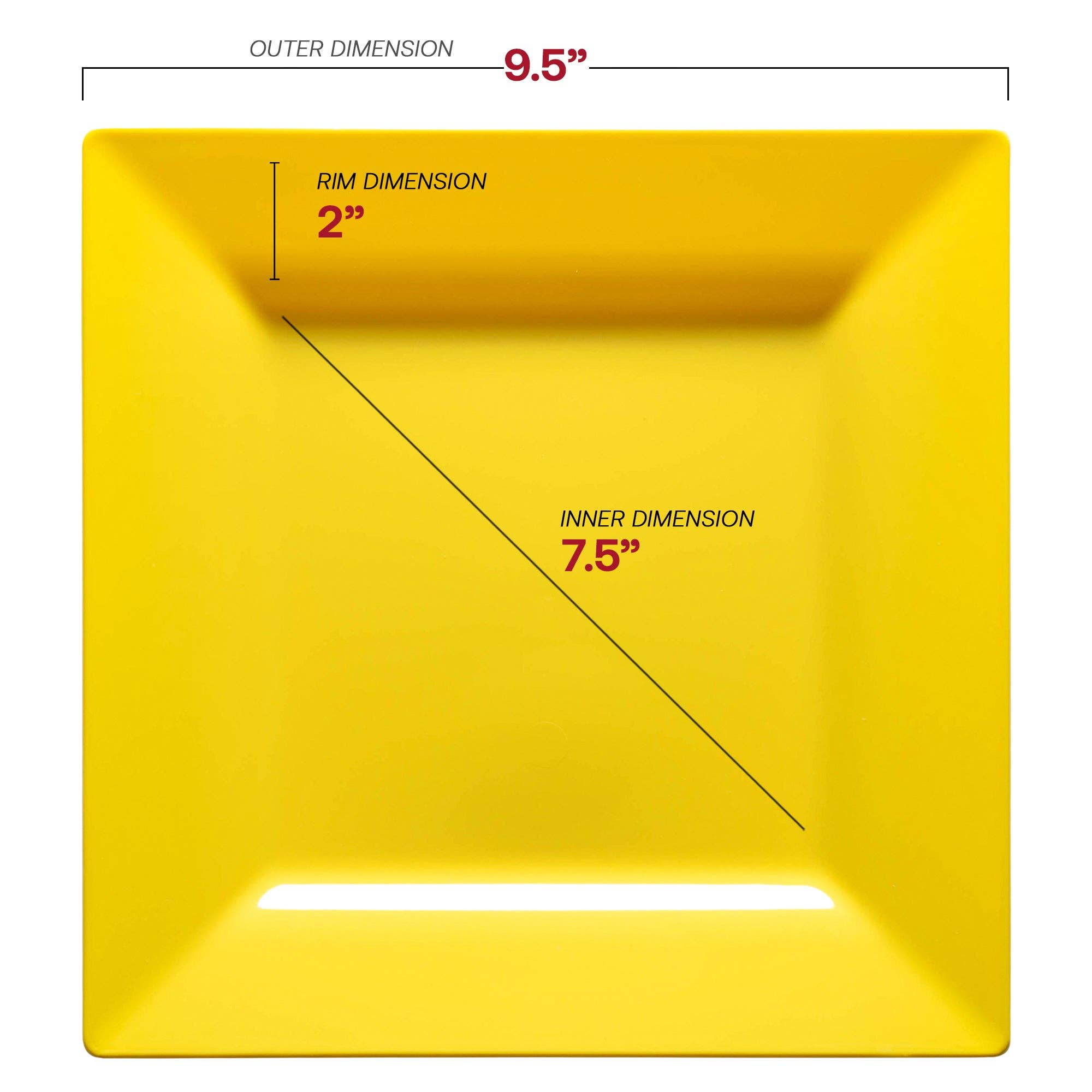 Smarty had a Party – wholesale Disposable plate – 9.5" Yellow Square Plastic Dinner Plates - 120 pcs2