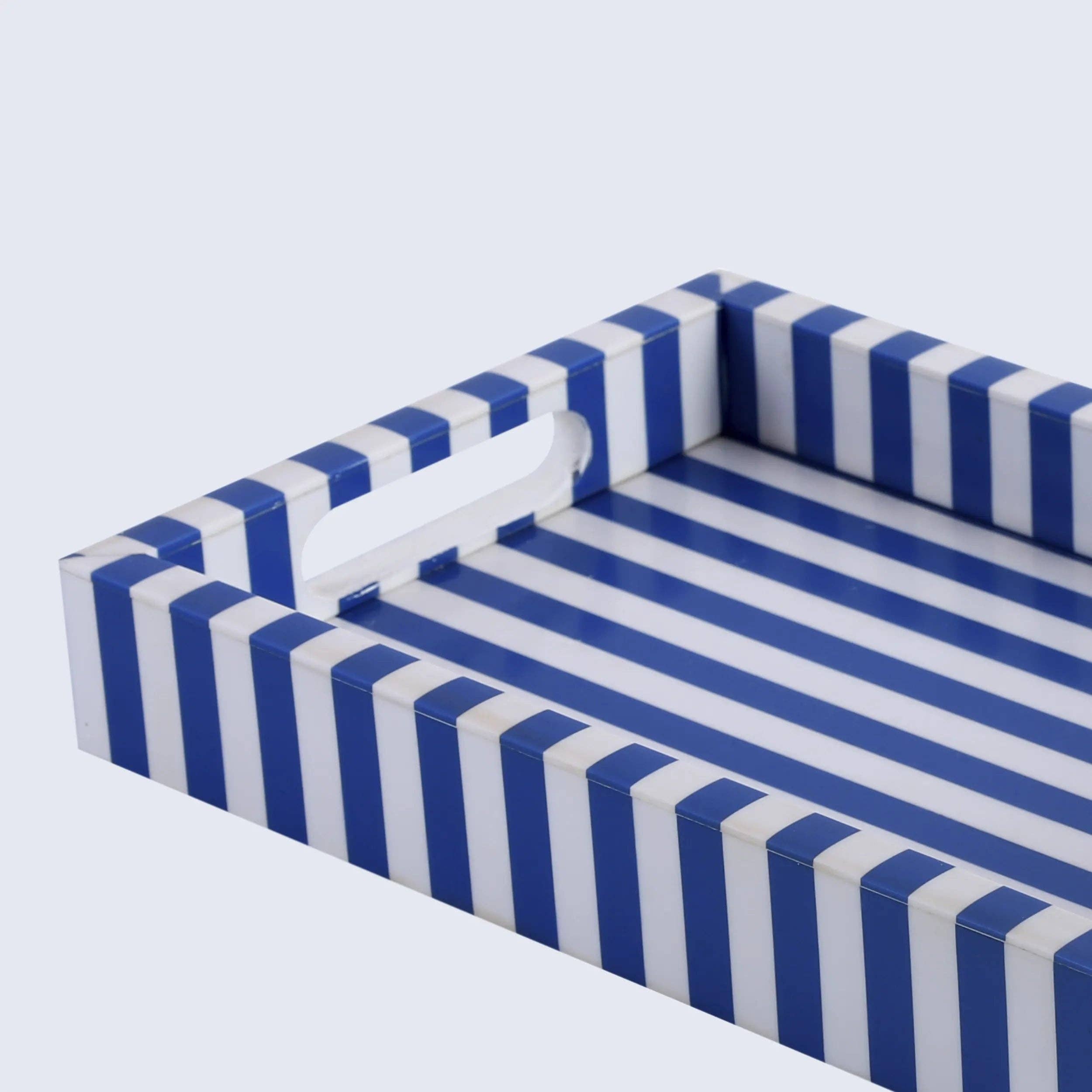 blue Decorative Trays Riviera Elance Pattern Wood & Resin Inlay Collection in 12x8 for wholesale on Faire1