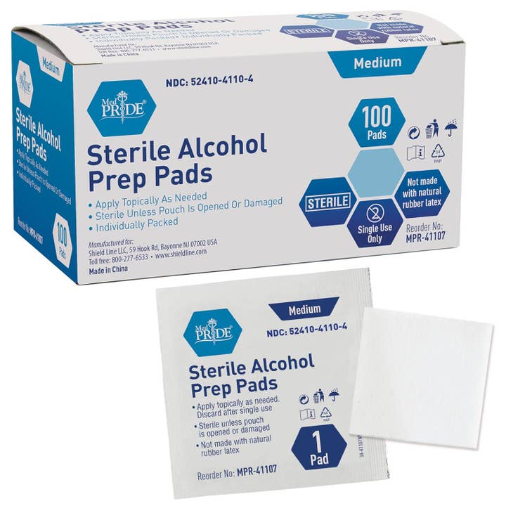 MedPride Sterile Alcohol Prep Pads - Medium - 100 pads, Case of 20 ( 2000 count) for wholesale by Go Bulk Medical
