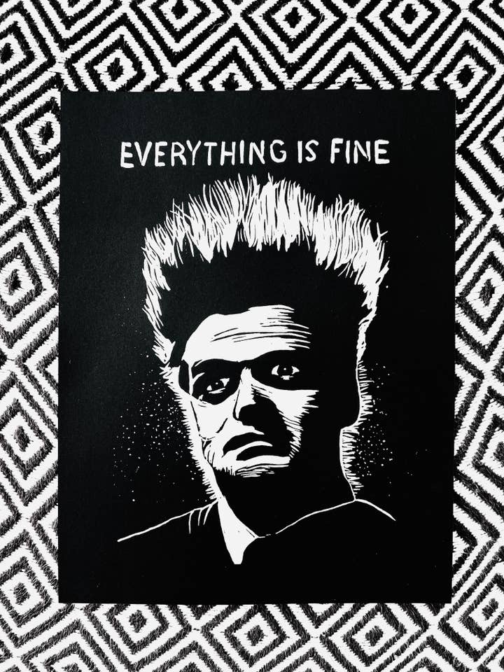 Henry from David Lynch's ERASERHEAD "Everything is Fine" 8.5x11" screenprint, film for wholesale by Pixel Palmer