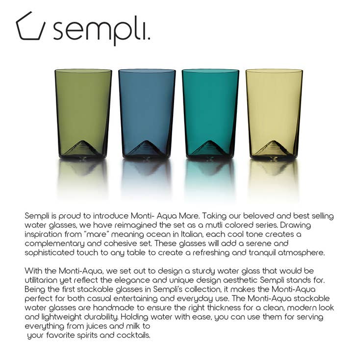 Sempli - Wholesale Drinking Glass/Cup - Monti-Aqua Mare