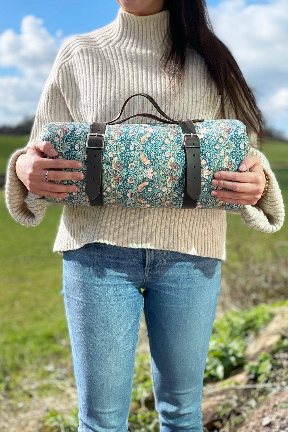 Coco & Wolf - Wholesale Picnic Blanket - Picnic Blanket made with Liberty Fabric STRAWBERRY THIEF & CAPEL MUSTARD8