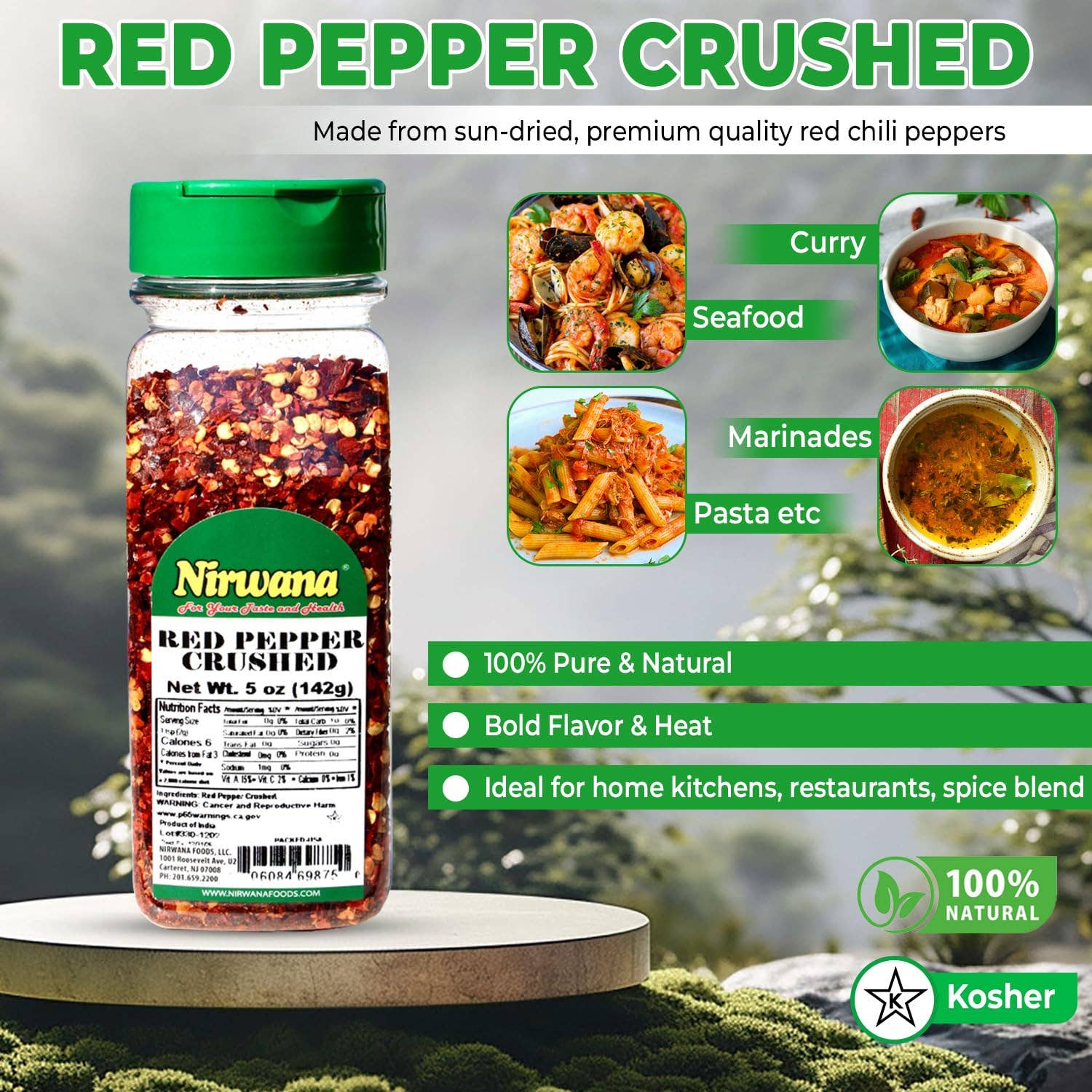 Kings Group Distribution - Wholesale Dried Spice - Nirwana Crushed Red Pepper Flakes – 5oz Jar2