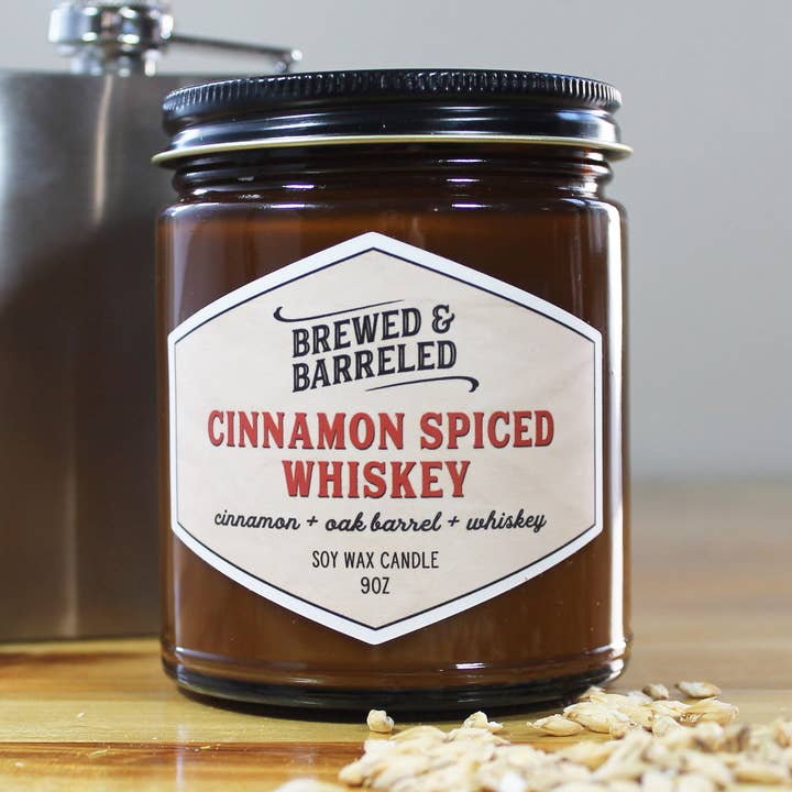 Cinnamon Spiced Whiskey candle for wholesale by Brewed & Barreled