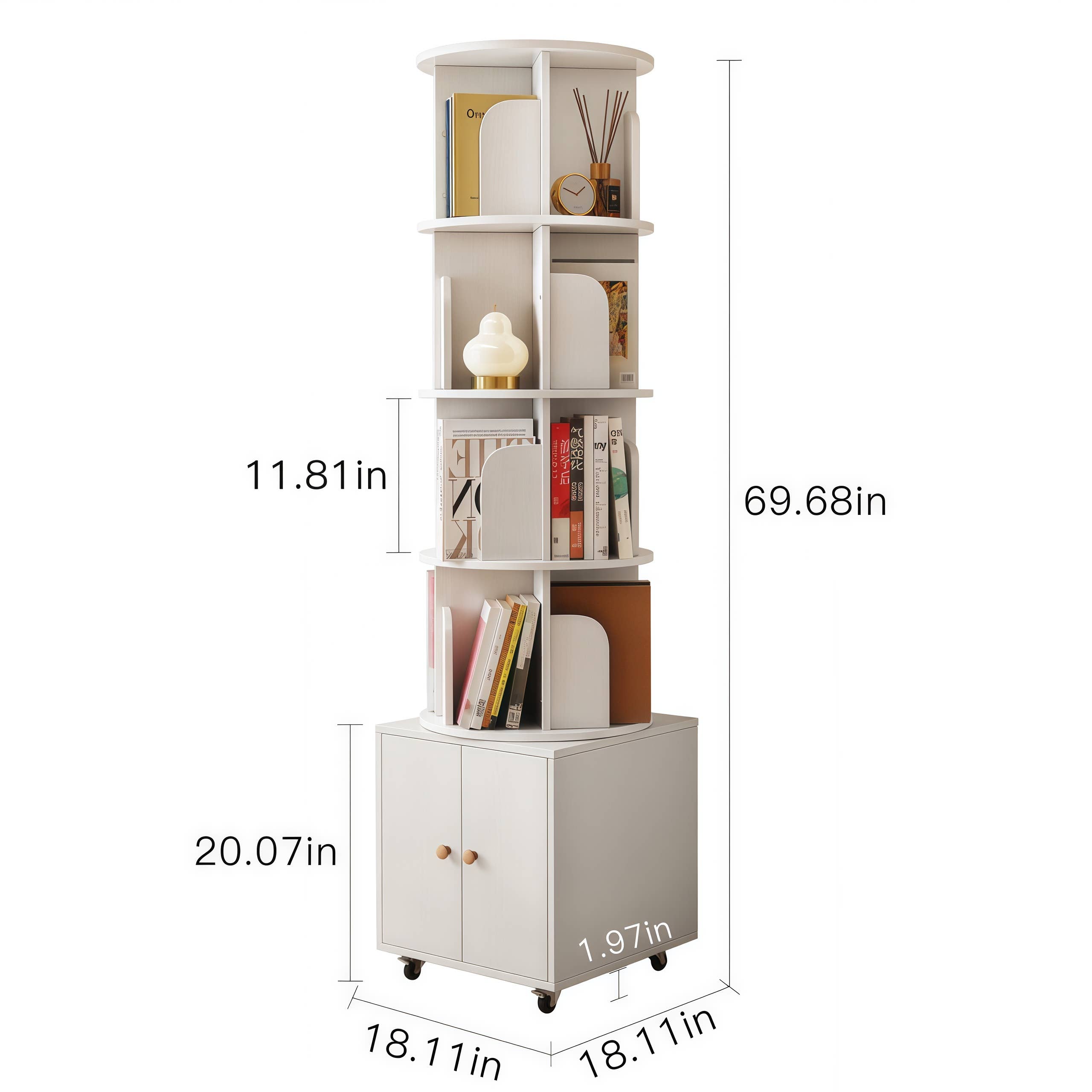 39F Inc. - Wholesale Bookcase - Rotating Wooden Bookcase with Storage Drawer,Swivel Design8