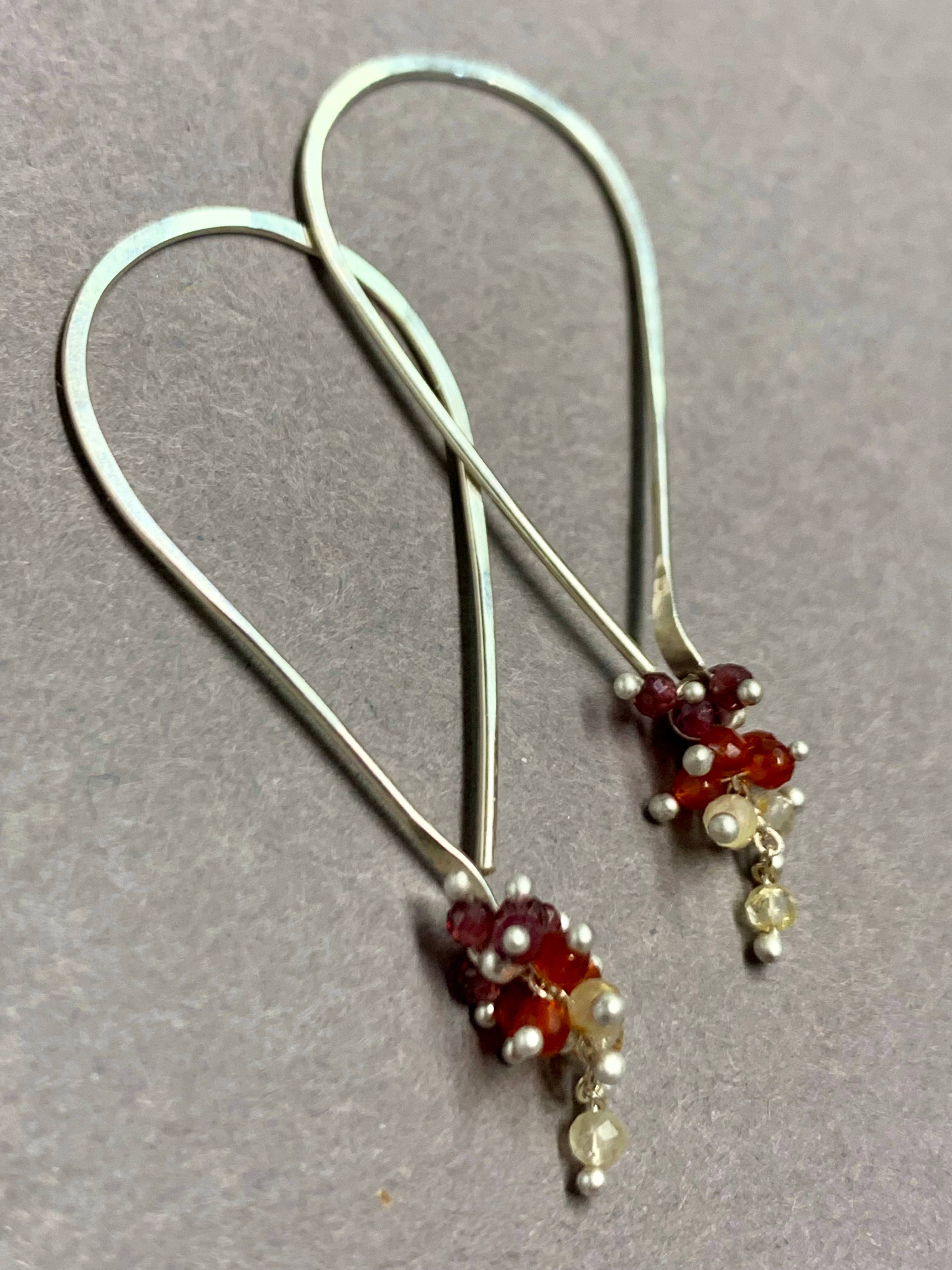 YedOmi Jewelry - Wholesale Hoop Earrings - XS Fire Tear Hoop Earrings in Citrine, Carnelian and Garnet1
