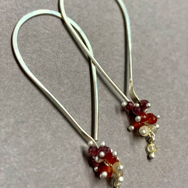 YedOmi Jewelry - Wholesale Hoop Earrings - XS Fire Tear Hoop Earrings in Citrine, Carnelian and Garnet1