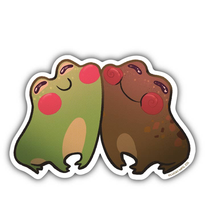 Froggy Snuggle Vinyl Sticker for wholesale by Lucky Mfg. Co.