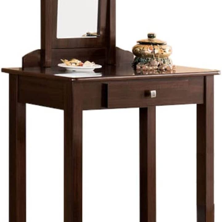 Espresso Transitional Vanity Set with Mirror, Stool (Espresso) for wholesale on Faire