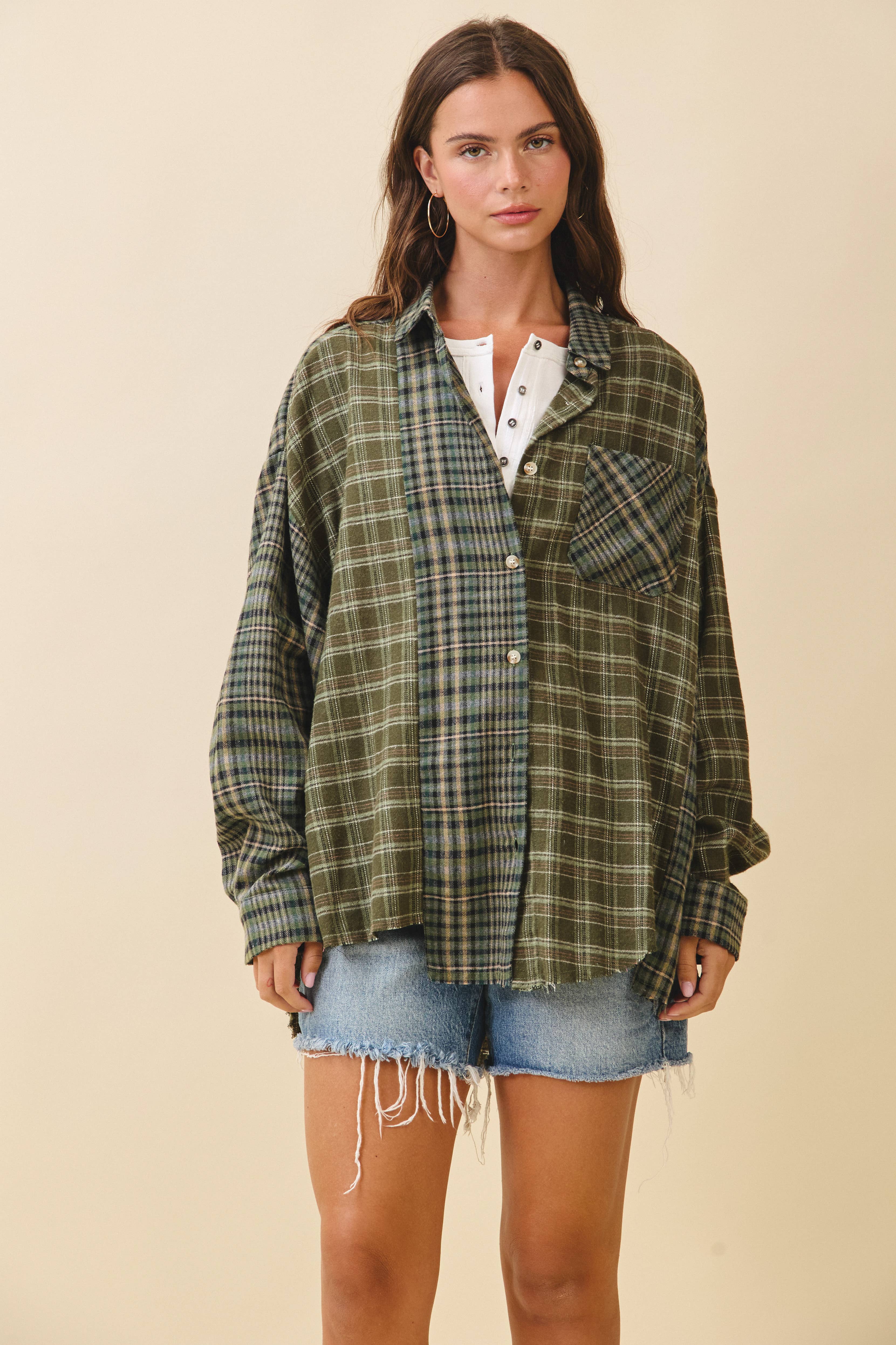 AEMI + CO - Wholesale Button Down Shirt - Women's - 8376EN Kambrie Plaid Flannel Shirt19