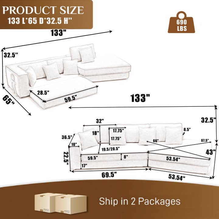 Gray Convertible 3-Seat Sleeper Sofa Bed with Lamb Velvet Fabric for wholesale on Faire