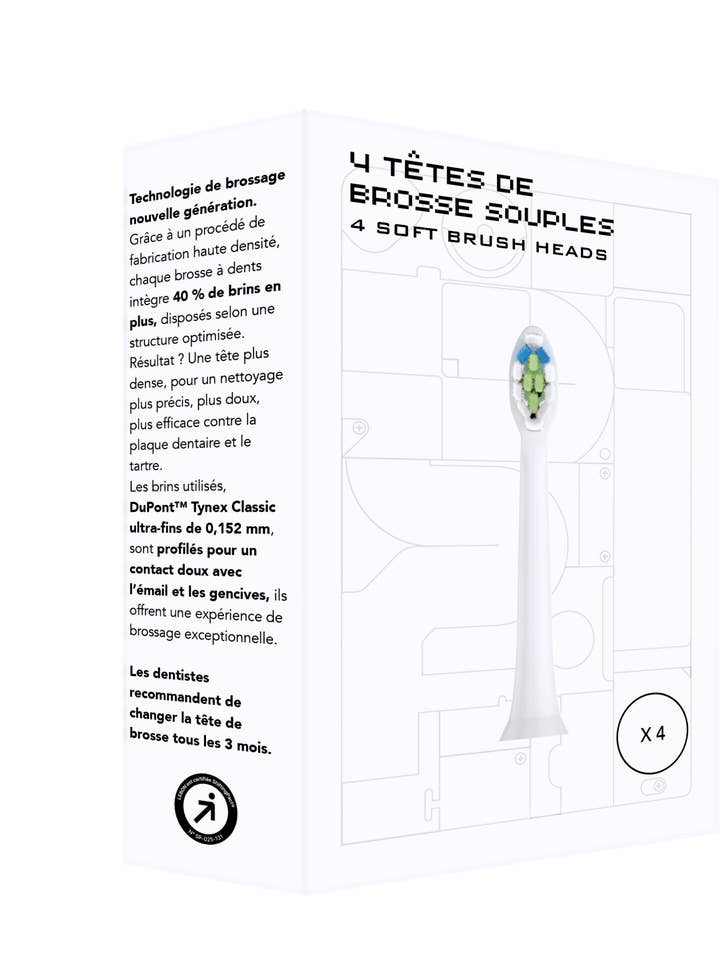 Replacement brush heads x 4 for wholesale by Lebon