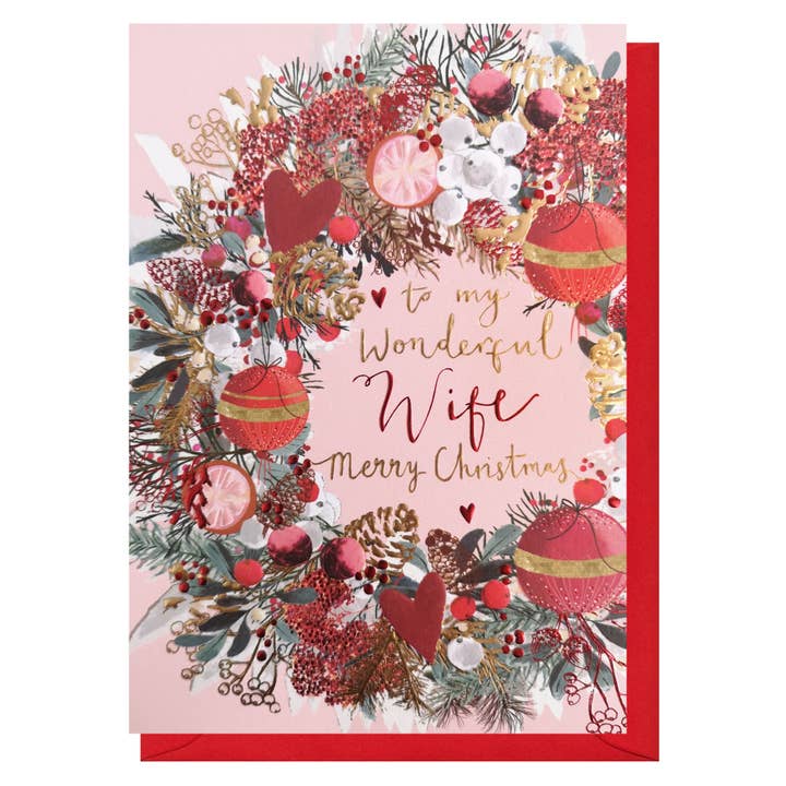 Wife Christmas Wreath Card | Holiday Card | Seasonal Cards
for wholesale by Louise Tiler
