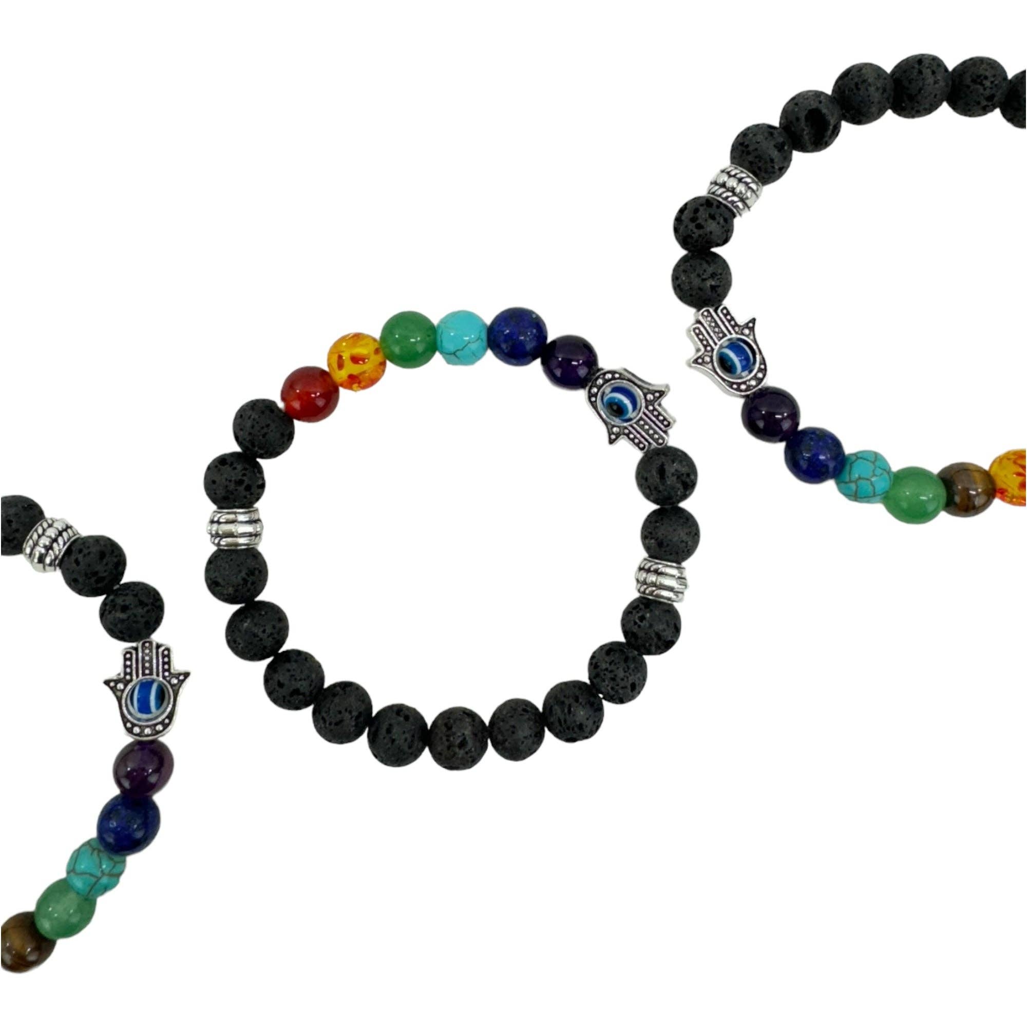 TAPA fashion - Vendita all'ingrosso Bracciale con perline - Bracciale di Guarigione 7 Chakra in Pietra Lavica BR4220-2 (12PC)1