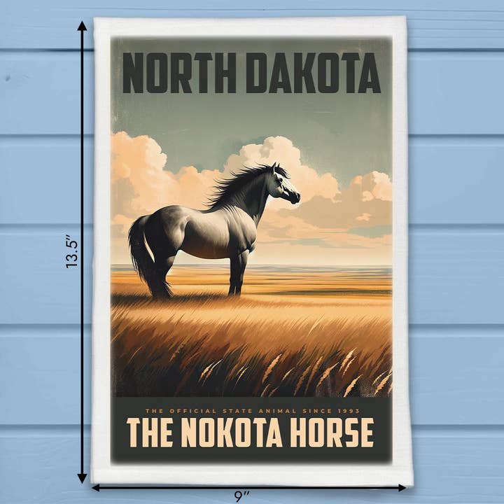 North Dakota State Animal Vintage digital kunst viskestykke for engroshandel hos ADDLE iNK