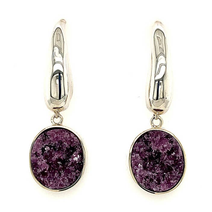 Lágrima de plata de ley, pendiente de cristal de turmalina morada para venta al por mayor de Ellen Hoffman Designs