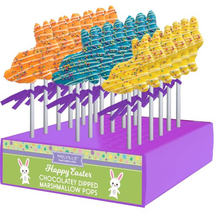 Melville Candy Company - Wholesale Marshmallow - Spring Bunny Marshmallow Pops - Assorted