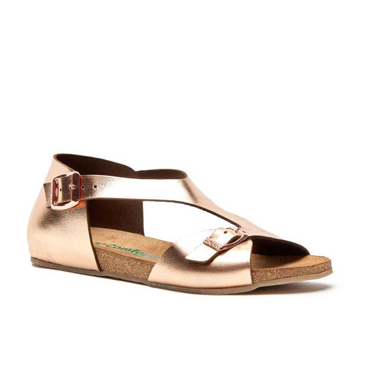 Lorah - Sandales Plates en Cuir Véritable pour la vente par Comfortfusse